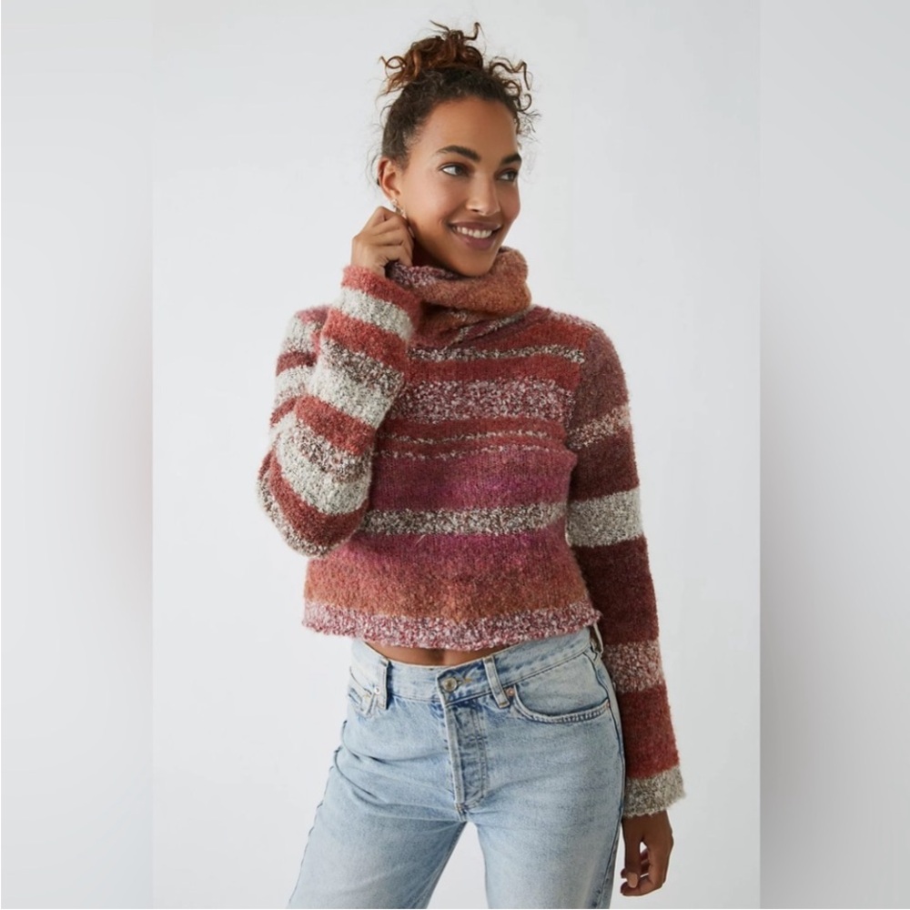Free People My Girl Striped turtleneck Sweater size large